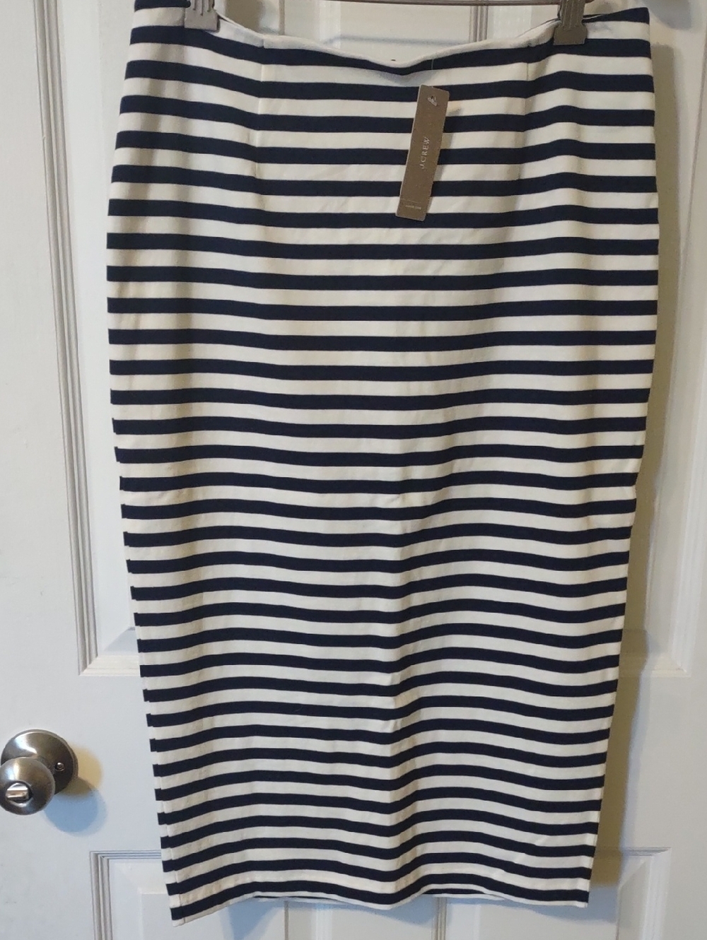 J. Crew Navy and White Striped Pencil Skirt Size 10 New
